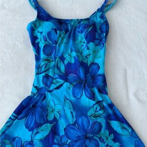 Le Cove Women’s Blue Floral One-piece Swimsuit Size 14 E31